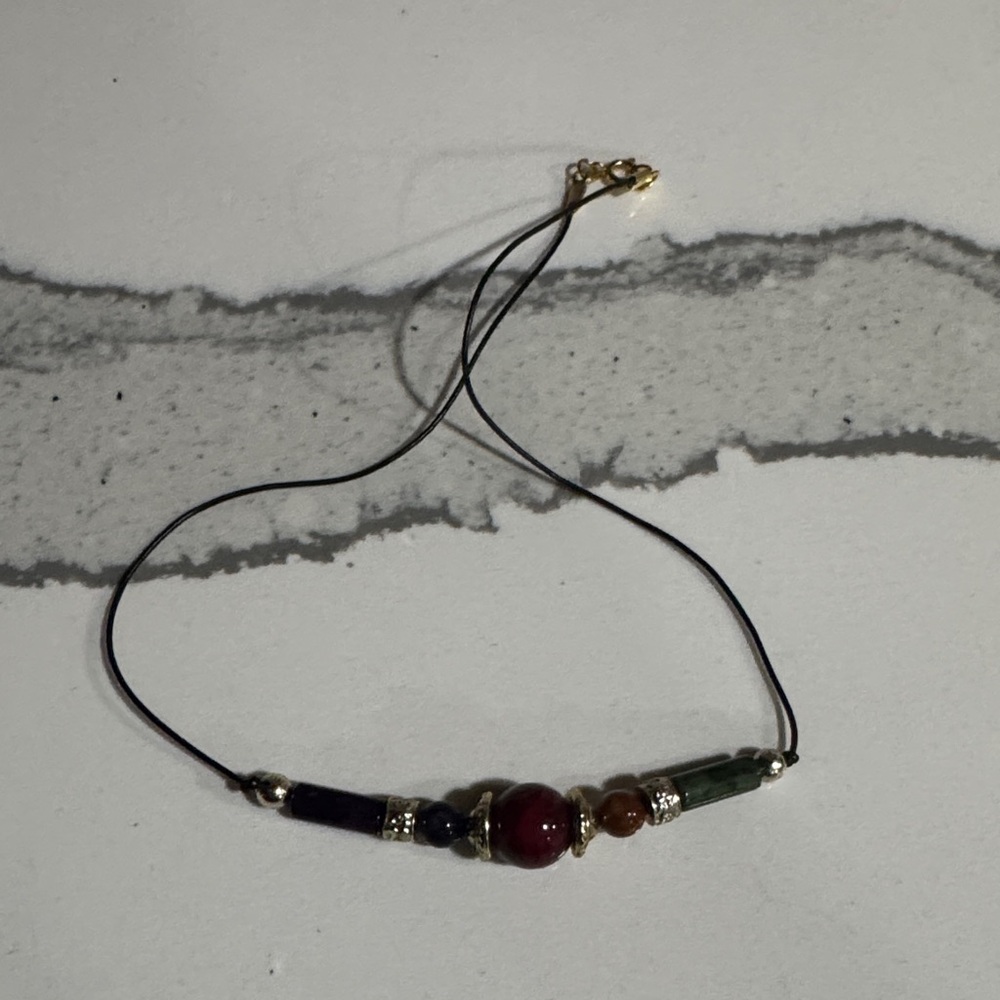 Rope and Multicolor Beaded Necklace